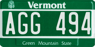 VT license plate AGG494