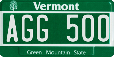 VT license plate AGG500