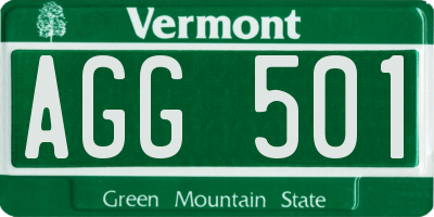 VT license plate AGG501