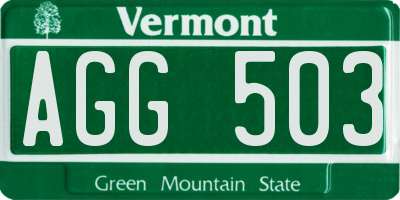 VT license plate AGG503