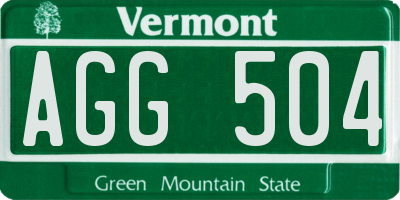 VT license plate AGG504