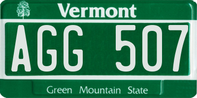 VT license plate AGG507