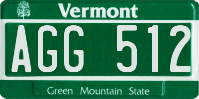VT license plate AGG512