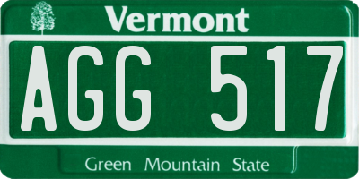 VT license plate AGG517