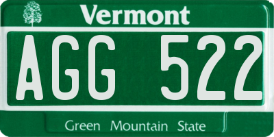 VT license plate AGG522