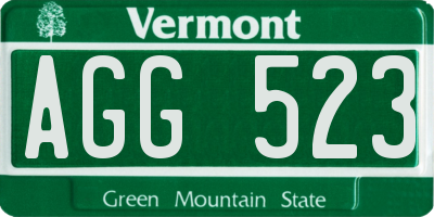 VT license plate AGG523