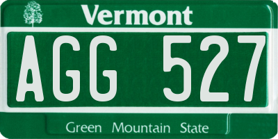 VT license plate AGG527