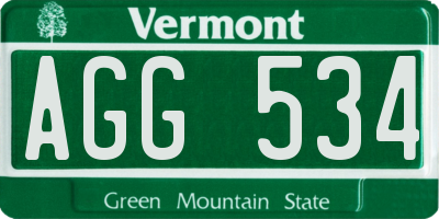 VT license plate AGG534