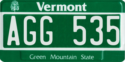 VT license plate AGG535