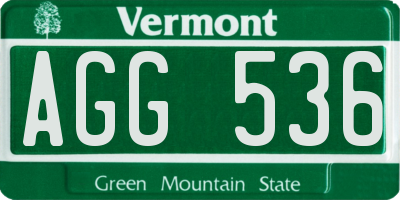VT license plate AGG536