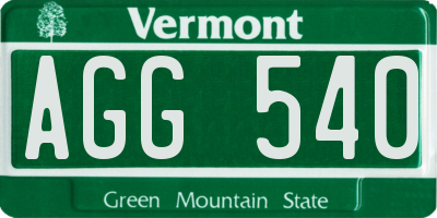 VT license plate AGG540