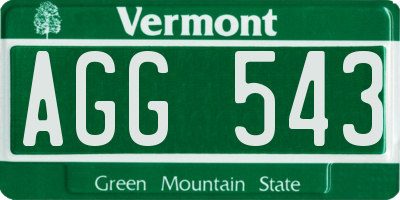 VT license plate AGG543