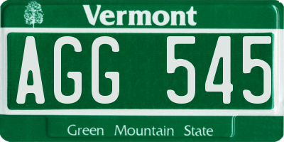VT license plate AGG545