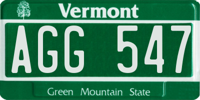 VT license plate AGG547