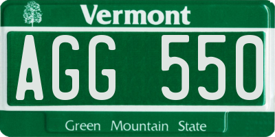 VT license plate AGG550