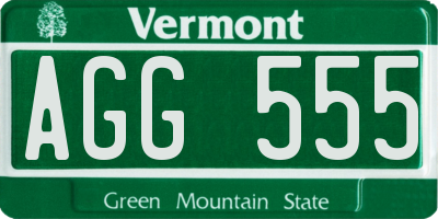 VT license plate AGG555
