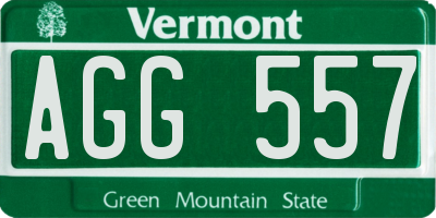 VT license plate AGG557