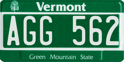 VT license plate AGG562