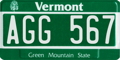 VT license plate AGG567