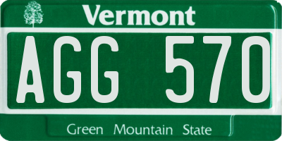 VT license plate AGG570