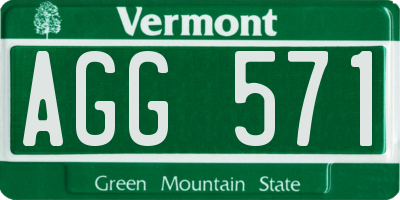 VT license plate AGG571