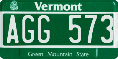 VT license plate AGG573