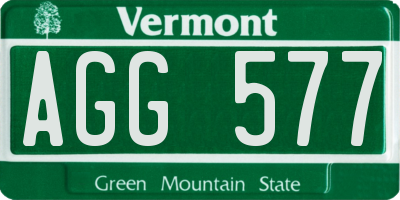 VT license plate AGG577