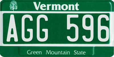 VT license plate AGG596
