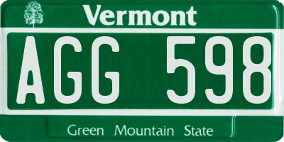 VT license plate AGG598