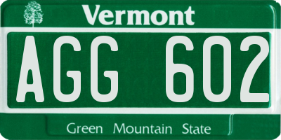 VT license plate AGG602