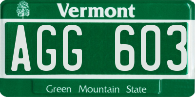 VT license plate AGG603
