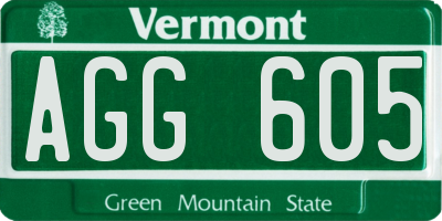 VT license plate AGG605