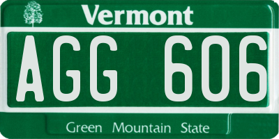 VT license plate AGG606