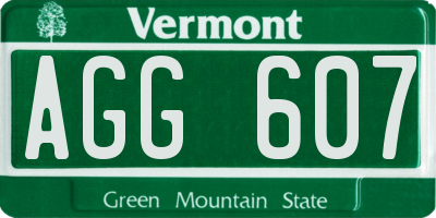 VT license plate AGG607