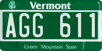 VT license plate AGG611