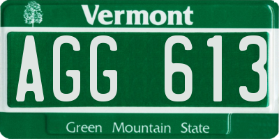 VT license plate AGG613