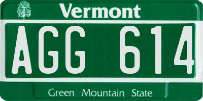 VT license plate AGG614