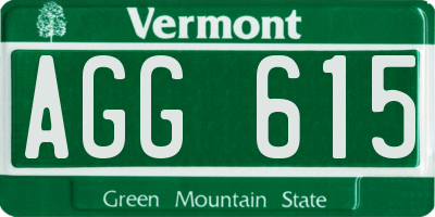 VT license plate AGG615