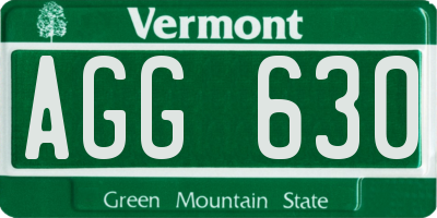 VT license plate AGG630