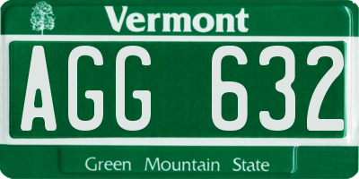 VT license plate AGG632