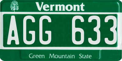 VT license plate AGG633