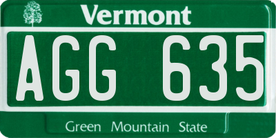 VT license plate AGG635