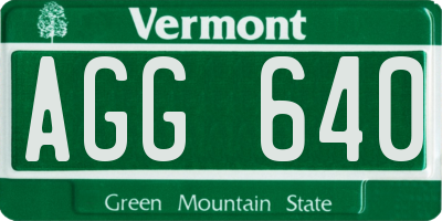 VT license plate AGG640