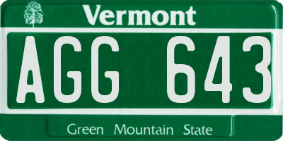 VT license plate AGG643