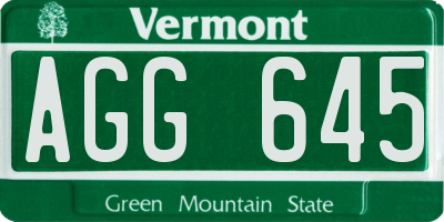VT license plate AGG645