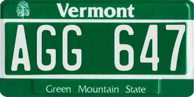 VT license plate AGG647