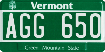 VT license plate AGG650