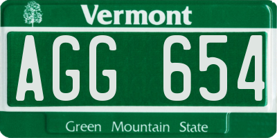 VT license plate AGG654