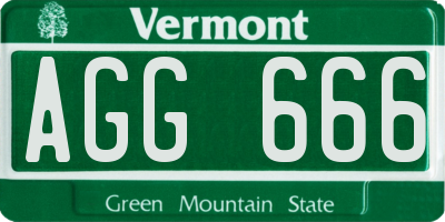 VT license plate AGG666