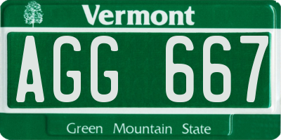 VT license plate AGG667